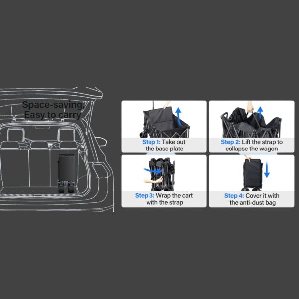 Heavy-Duty Collapsible Utility Wagon | Foldable Cart - All-Terrain Wheels - Image 3